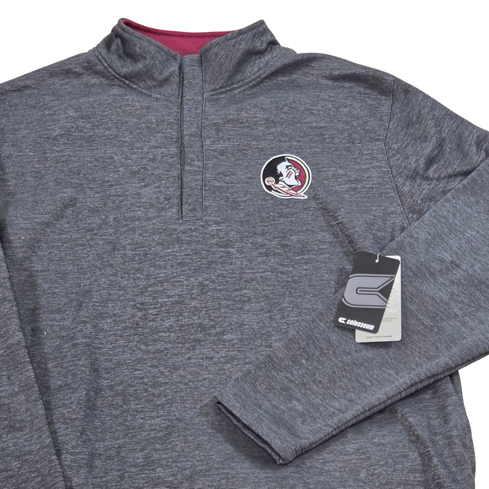 NEW Colosseum Florida State Seminoles Quarter Zip Pullover Gray Maroon Men's XL